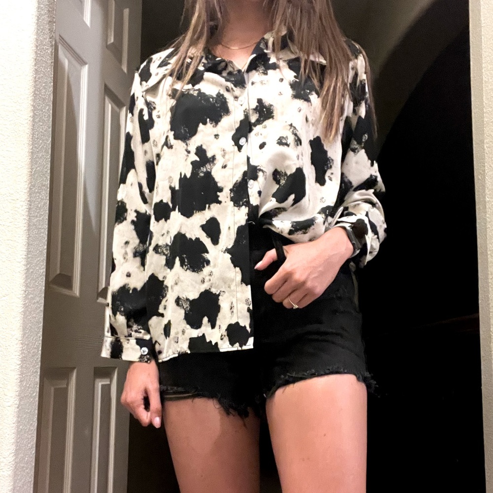 Cow Print Button Down